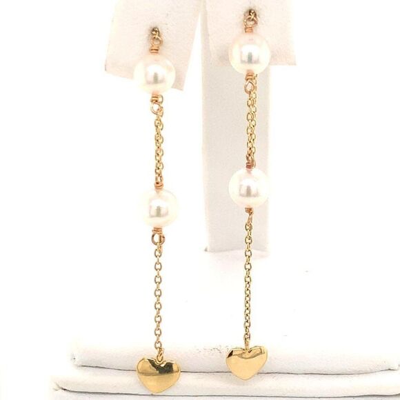 Akoya Pearl Earrings 14 KT Gold Certified $890 013428 - Picture 2 of 12